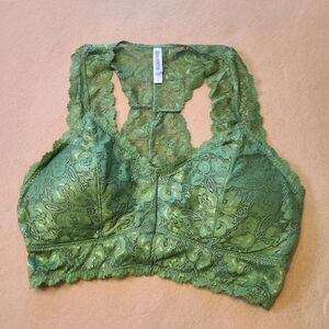 Zenana Outfitters Green Lace Padded Bralette Large Racerback Stretchy
